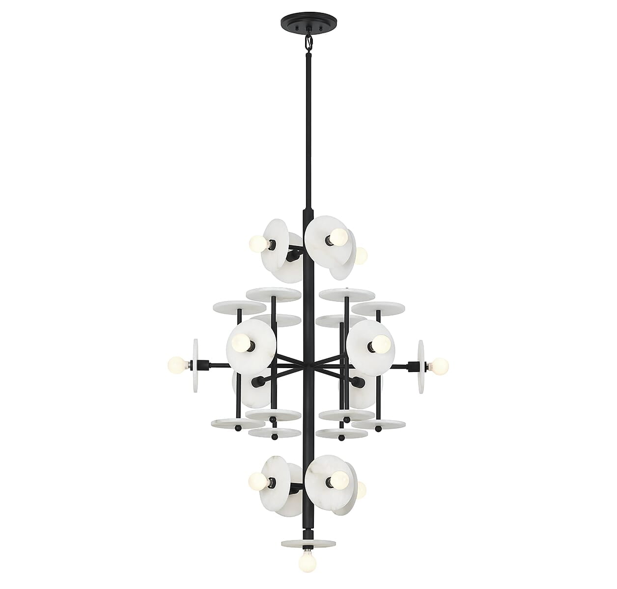 Black Cashmere 15-Light Sputnik Chandelier with Alabaster Shades