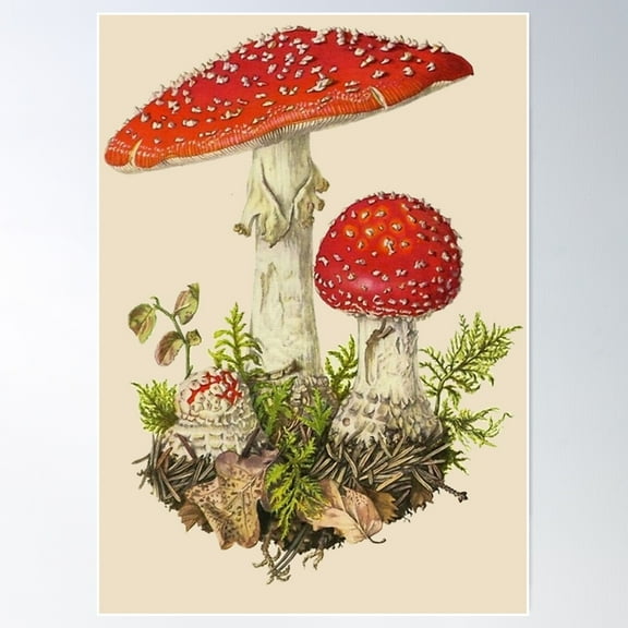 Amanita Muscaria Poster Wall Art, Modern Wall Decor For Living Room Bedroom, 8x12 UNFRAMED