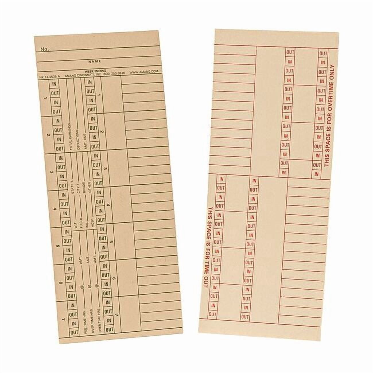 Payroll Time Card,Double Sided,PK1000 NK14-4505A - Walmart.com