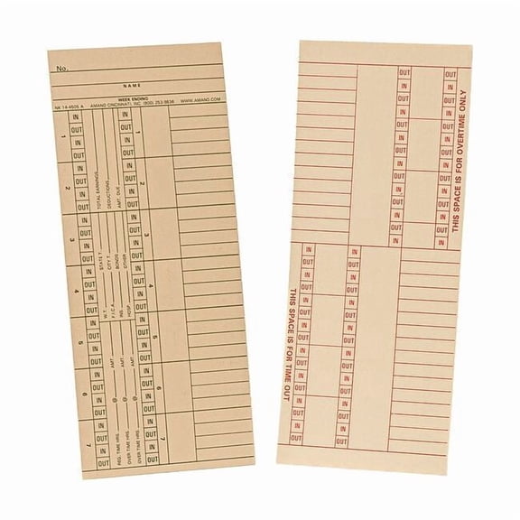 Payroll Time Card,Double Sided,PK1000 NK14-4505A