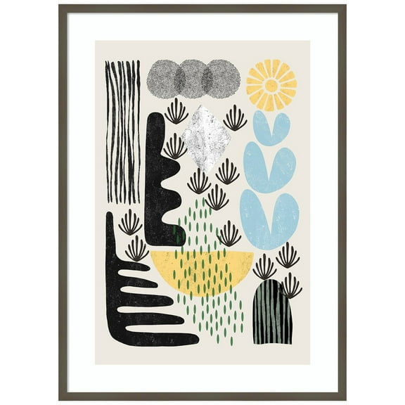 Amanti Art Abstract Garden 1 Wood Framed Wall Art Print
