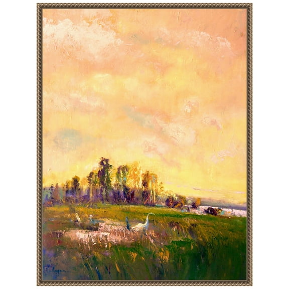 Amanti Art Abstract Marshland Framed Canvas Wall Art Print