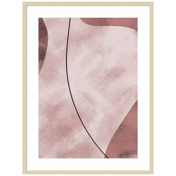 Amanti Art Abstract Shapes Pink Wood Framed Wall Art Print