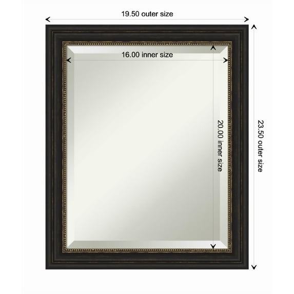 Amanti Art Accent Bronze Narrow Beveled Wood Wall Mirror 23.5 x 19.5 in.