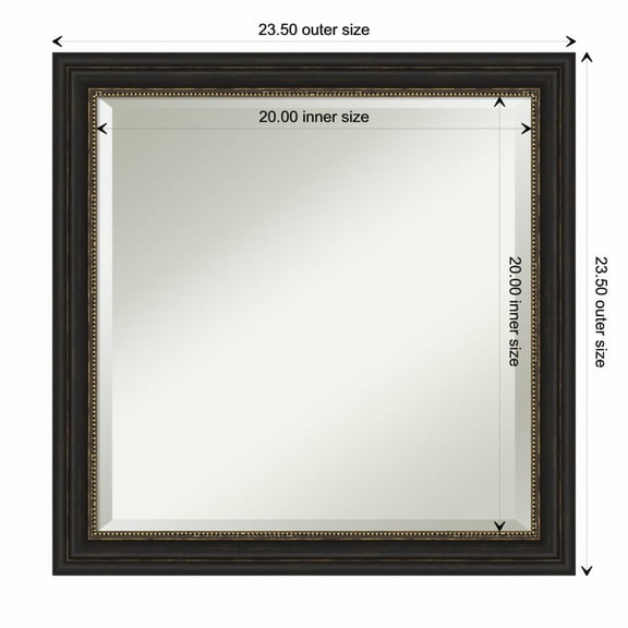 Amanti Art Accent Bronze Narrow Beveled Wood Wall Mirror 23.5 x 23.5 in.