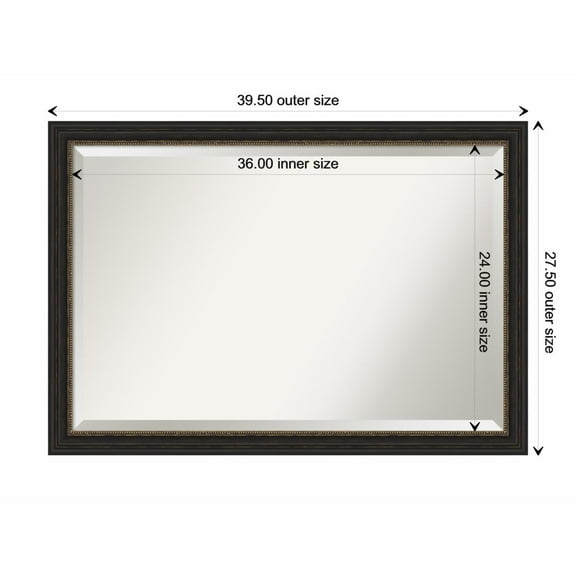 Amanti Art Accent Bronze Narrow Beveled Wood Wall Mirror 27.5 x 39.5 in.