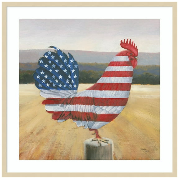 Amanti Art American Rooster Wood Framed Wall Art Print