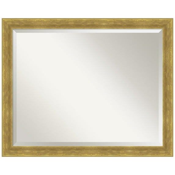Amanti Art Angled Gold Beveled Wood Bathroom Wall Mirror