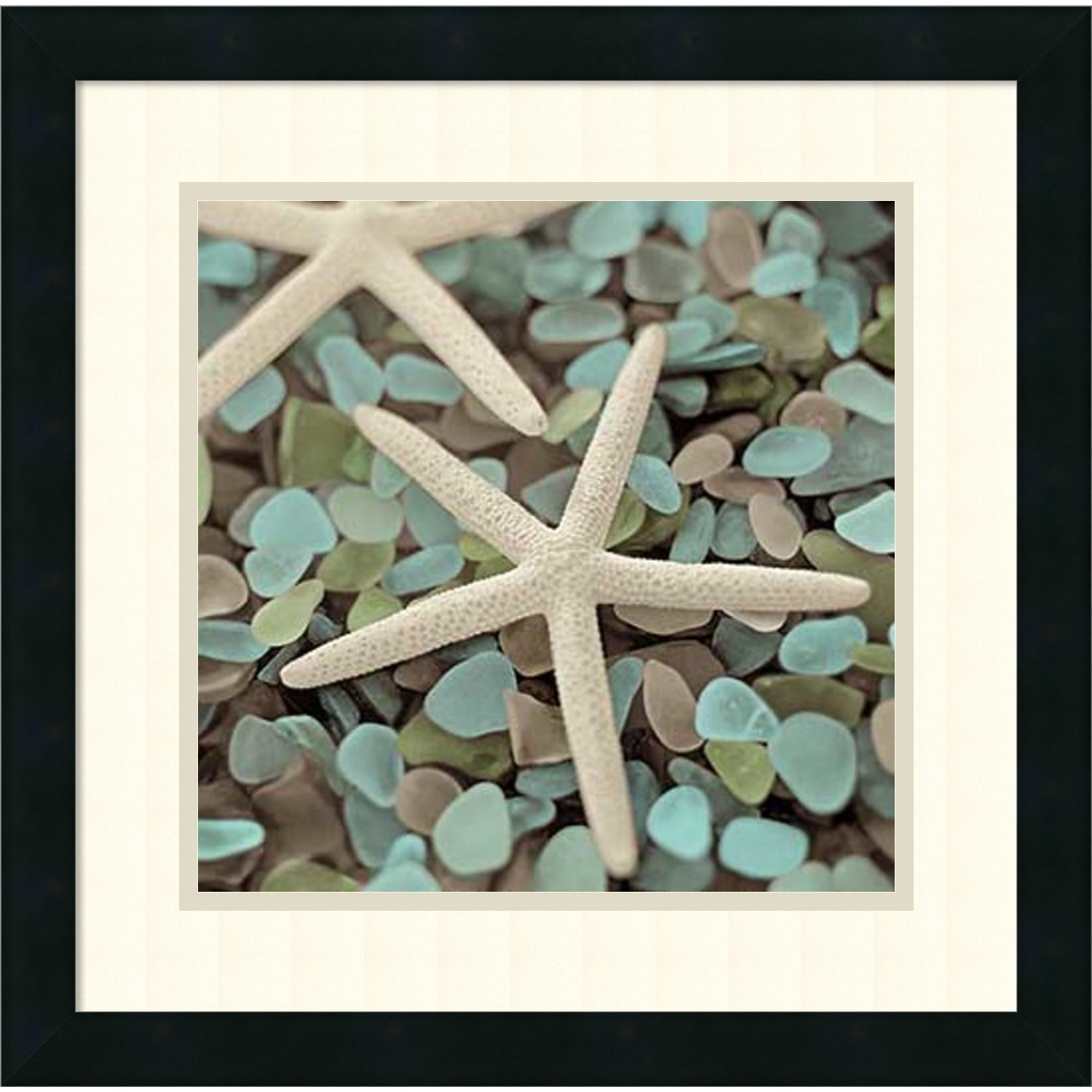 Aquatic Starfish and Seaglass Coastal Framed Print