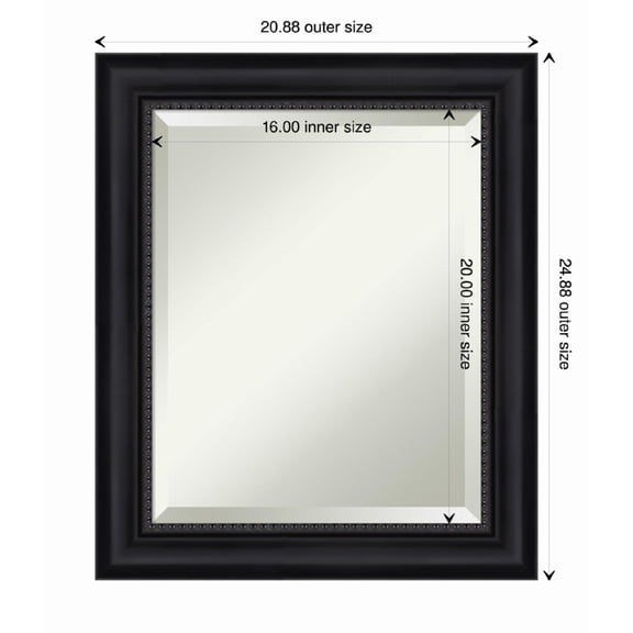Amanti Art Astor Black Beveled Wood Wall Mirror 25 x 21 in.