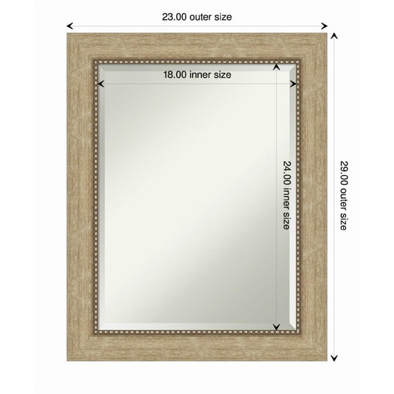 Amanti Art Astor Champagne Beveled Wood Wall Mirror 29 x 23 in.