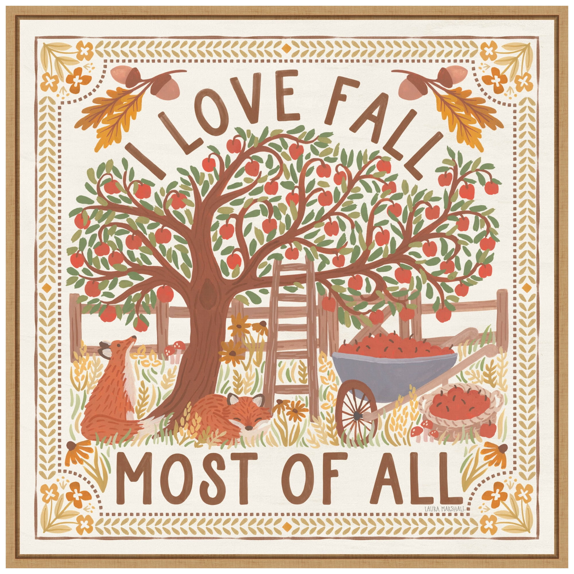 Autumn Days II 30" x 30" Brown Framed Canvas Wall Art Print
