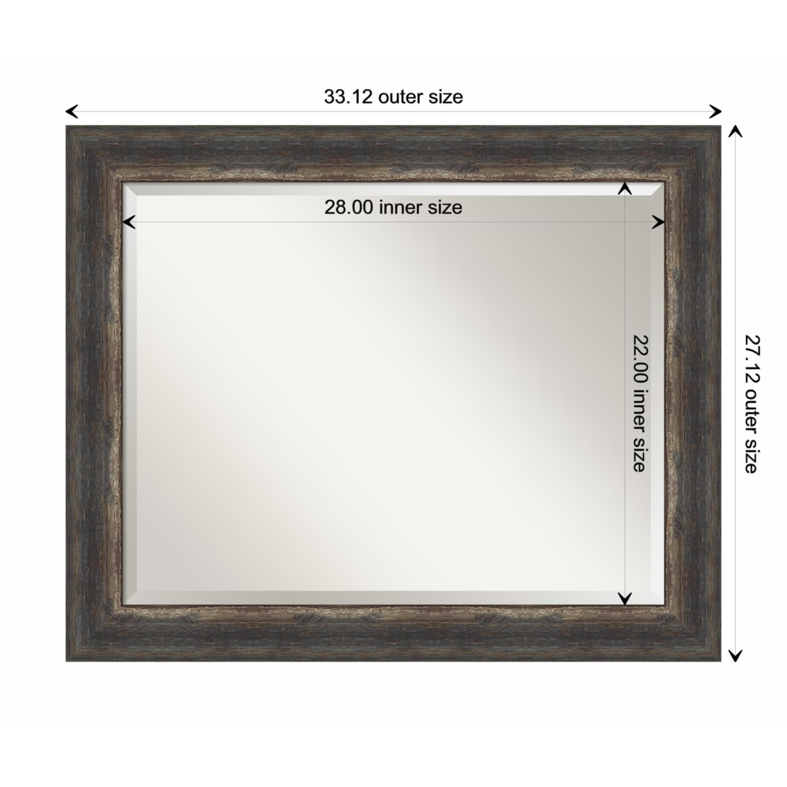 33" x 27" Bark Rustic Char Framed Wall Mirror Brown - Amanti Art