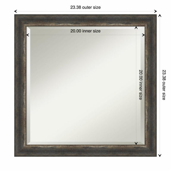 Amanti Art Bark Rustic Char Narrow Framed Wall Mirror - 19.38 x 23.38 in