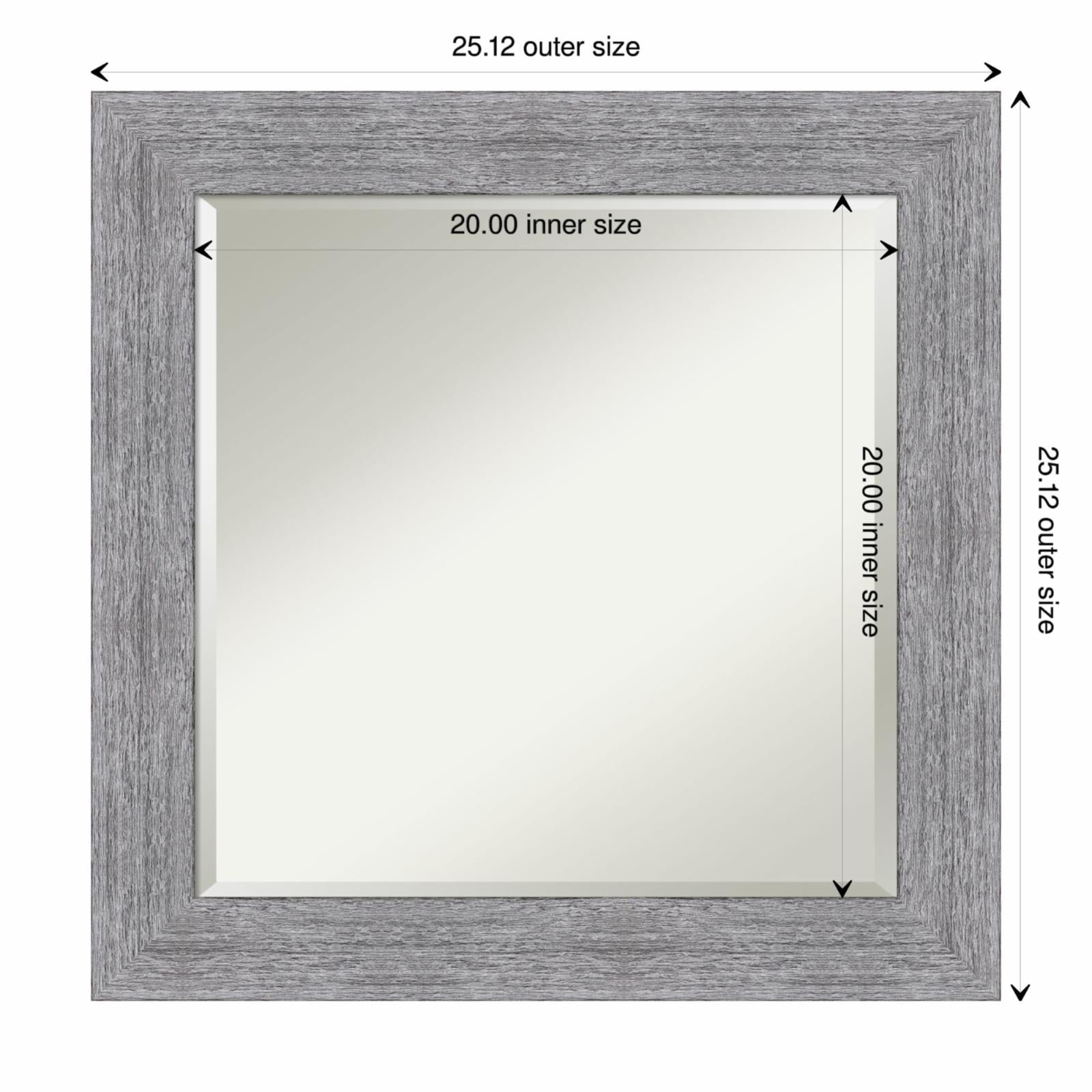 25" x 25" Gray Rustic Wood Framed Wall Mirror