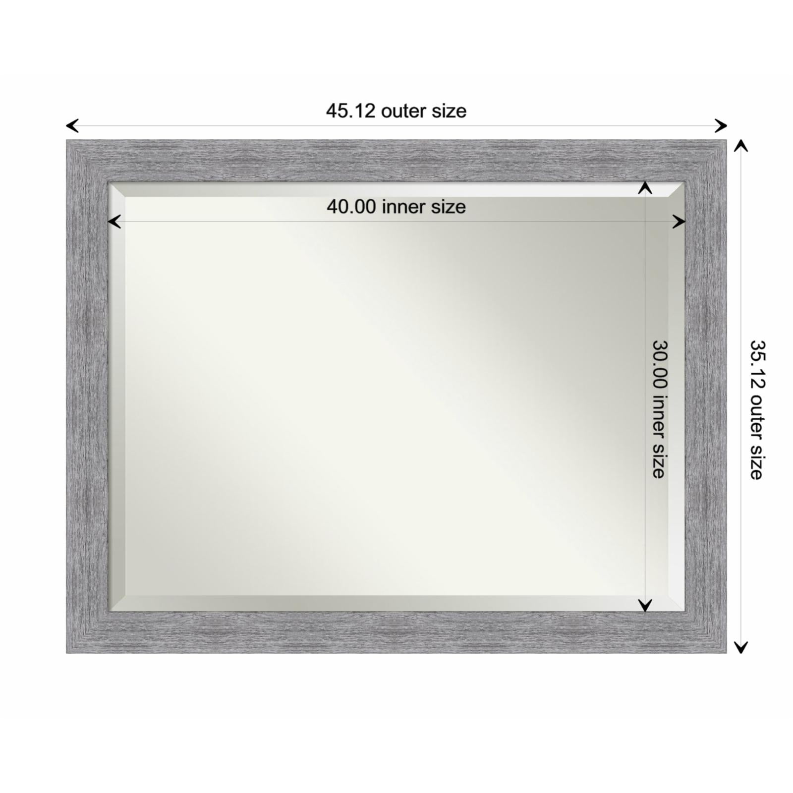45"x35" Bark Rustic Framed Wall Mirror Gray - Amanti Art: Beveled, Polystyrene Frame, No Assembly