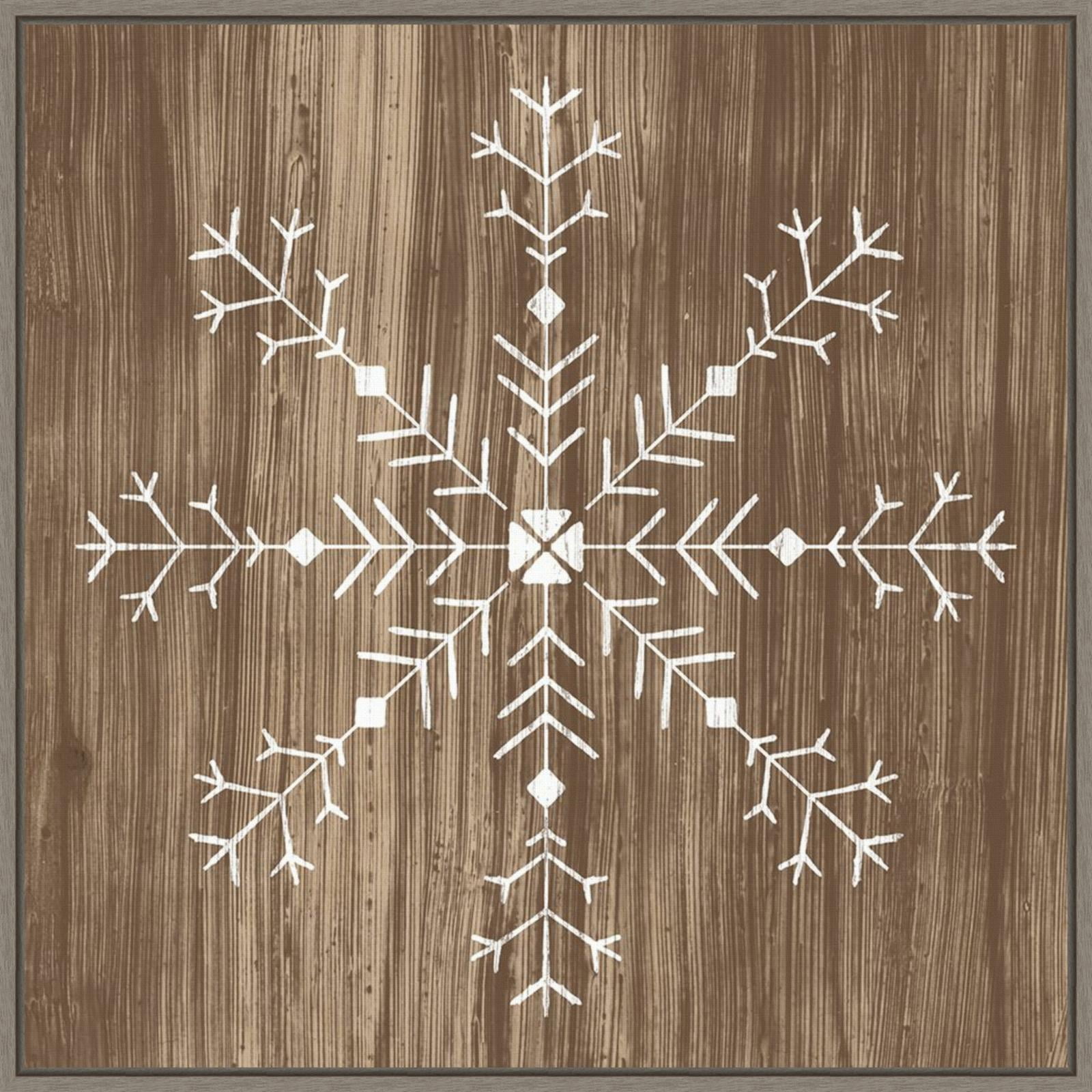 22" x 22" Barnwood Snowflake Framed Canvas Wall Art