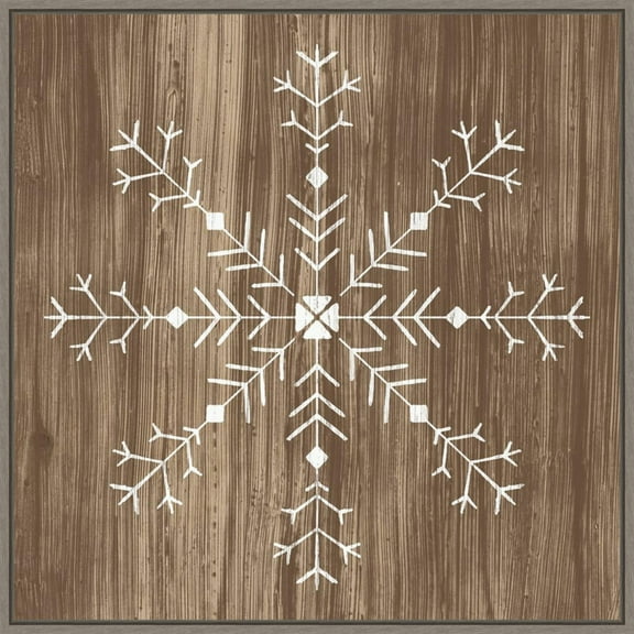 Amanti Art Barnwood Wonderland I Snowflake Framed Canvas Wall Art Print