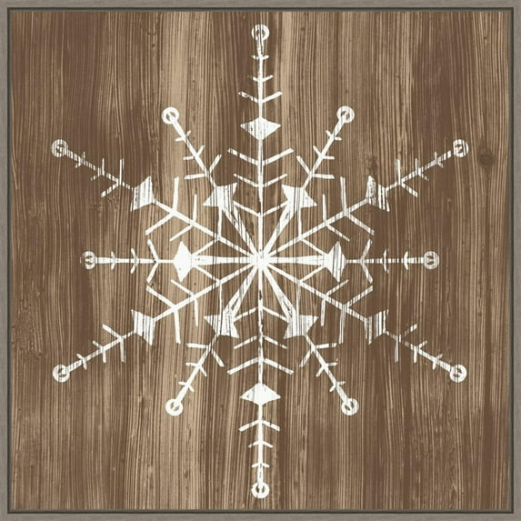 Amanti Art Barnwood Wonderland II Snowflake Framed Canvas Wall Art Print