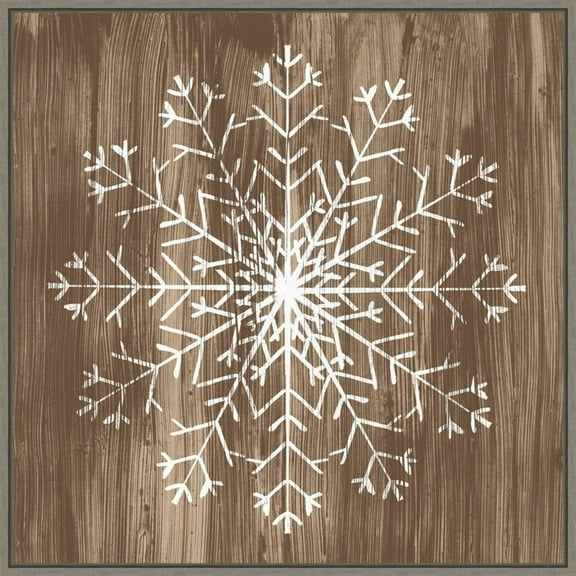 Amanti Art Barnwood Wonderland III Snowflake Framed Canvas Wall Art Print