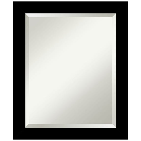 Amanti Art Basic Black Narrow Beveled Wood Bathroom Wall Mirror