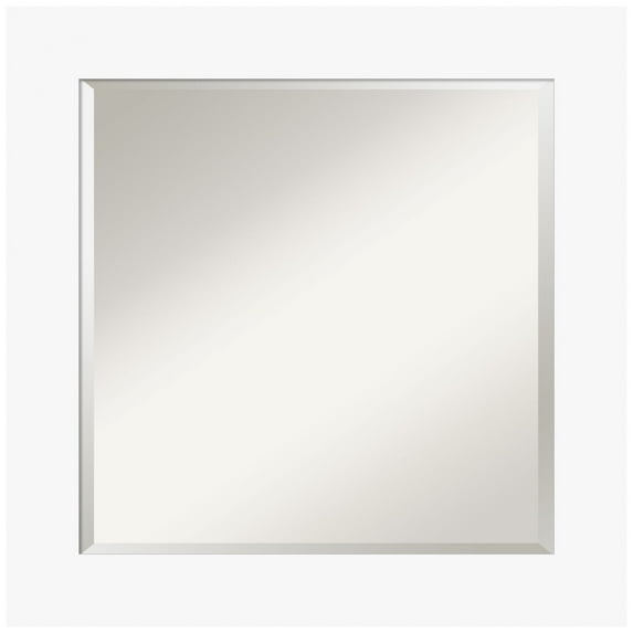 Amanti Art Basic White Beveled Wood Bathroom Wall Mirror