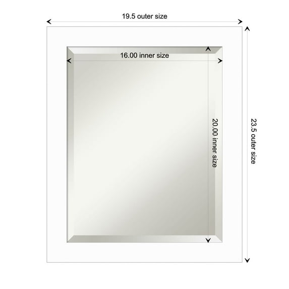 Amanti Art Basic White Narrow Beveled Wood Wall Mirror 23.5 x 19.5 in.