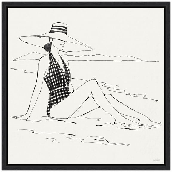 Amanti Art Bathing Beauties I BnW Framed Canvas Wall Art Print