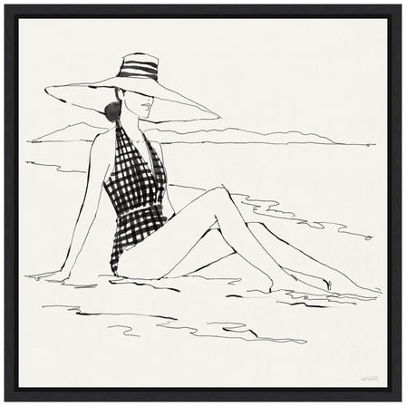 Amanti Art Bathing Beauties I BnW Framed Canvas Wall Art Print