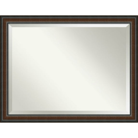 Cyprus Walnut Beveled Wood Bathroom Wall Mirror