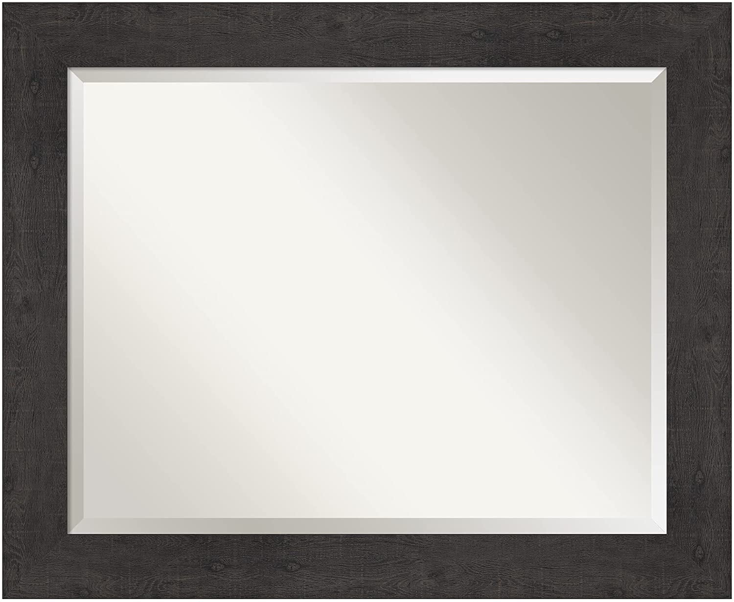 Rustic Plank Espresso Rectangular Wood Bathroom Vanity Mirror