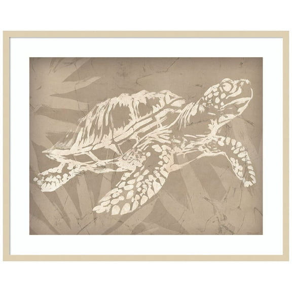 Amanti Art Batik Sea Turtle I Wood Framed Wall Art Print
