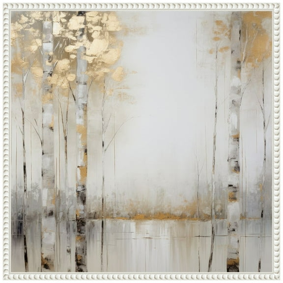 Amanti Art Beige Birches II Framed Canvas Wall Art Print