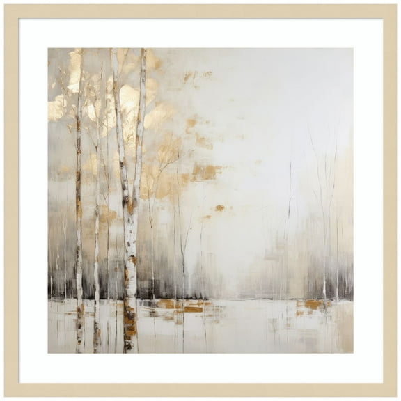 Amanti Art Beige Birches III Wood Framed Wall Art Print
