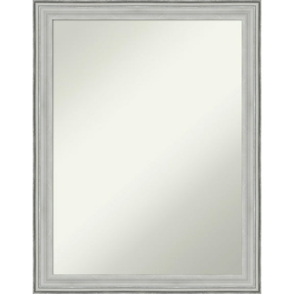 Amanti Art Bel Volto Silver Wood Framed Non-Beveled Bathroom Vanity Wall Mirror - 21 x 27 in