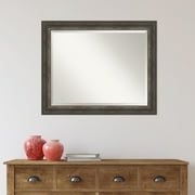 Amanti Art Beveled Bathroom Wall Mirror - Alta Frame Alta Rustic Char Outer Size: 33 x 27 in