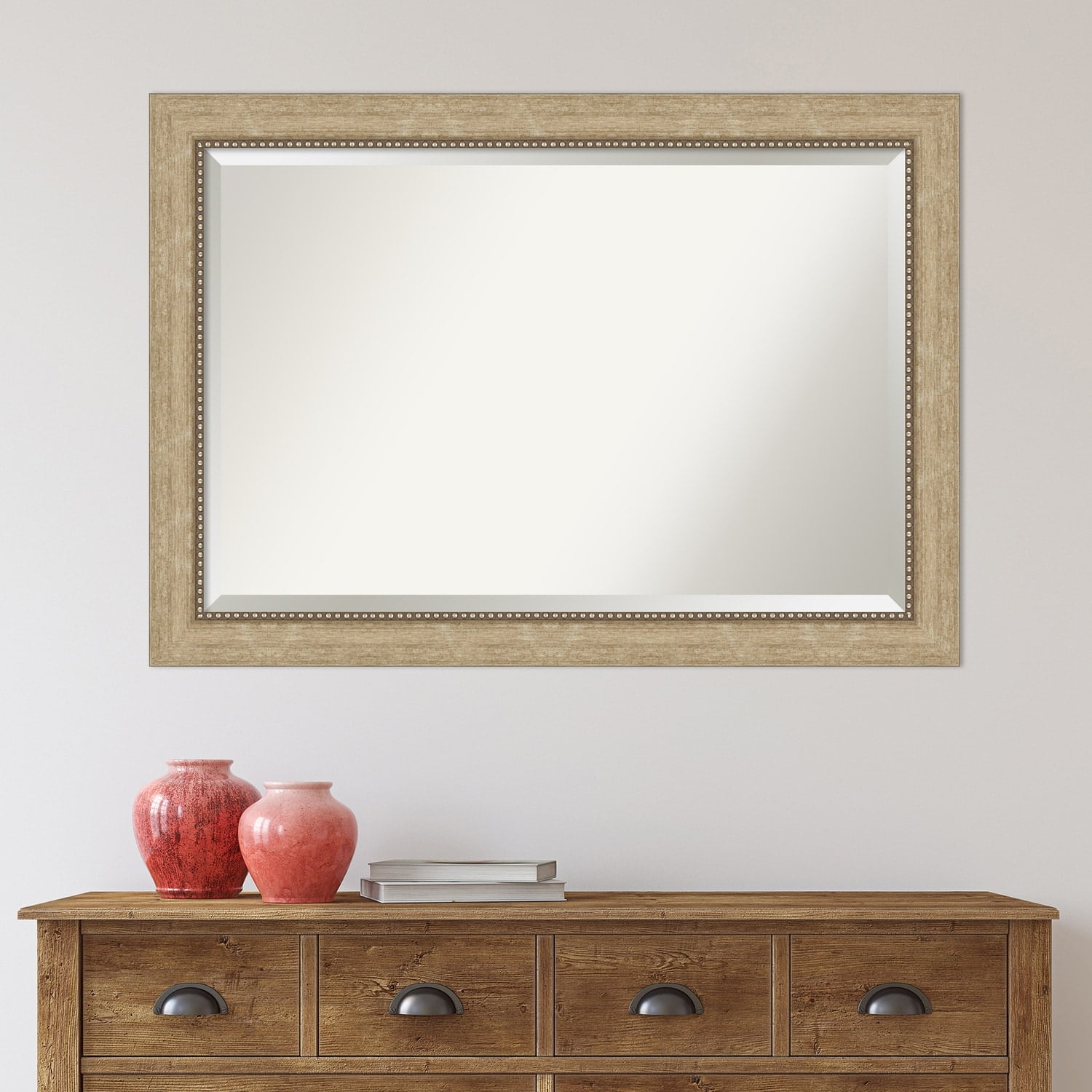Astor Champagne Beveled Rectangular Wall Mirror 41 x 29 in