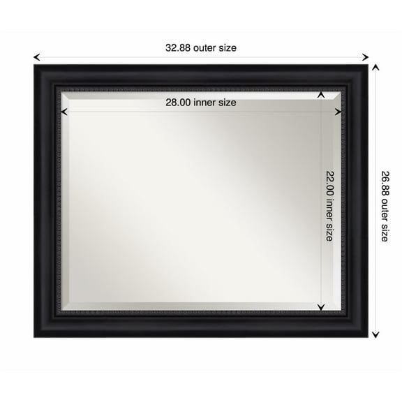 Amanti Art Astor Black Beveled Wood Wall Mirror 27 x 33 in.