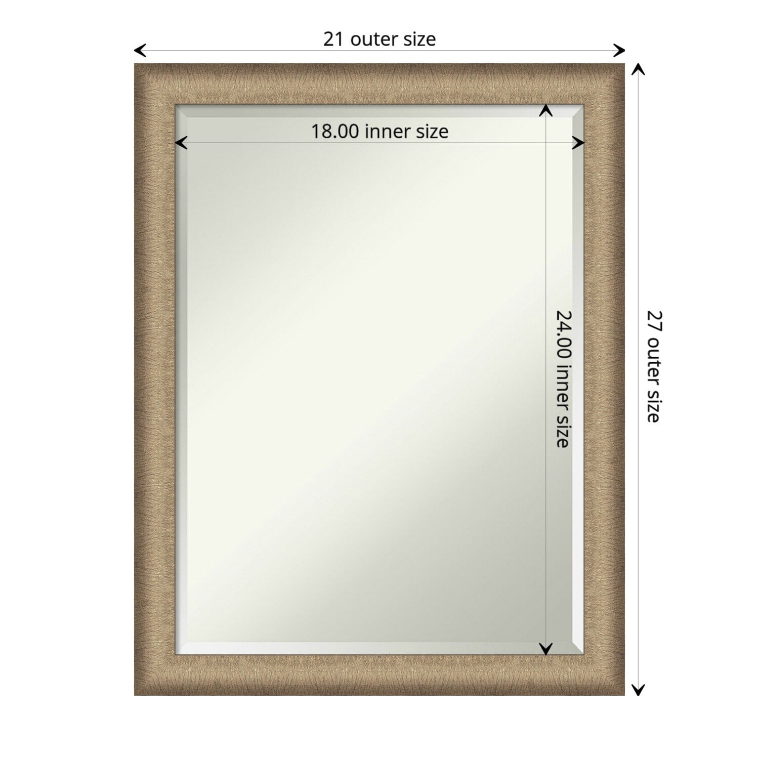 Elegant Brushed Bronze Rectangular Vanity Wall Mirror 21" x 27"