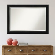 Amanti Art Beveled Bathroom Wall Mirror - Eva Black Silver Frame Eva Black Silver Outer Size: 41 x 29 in