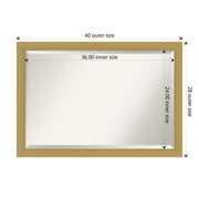 Amanti Art Beveled Bathroom Wall Mirror - Grace Brushed Narrow Frame Grace Brushed Gold Outer Size: 40 x 28 in Gold