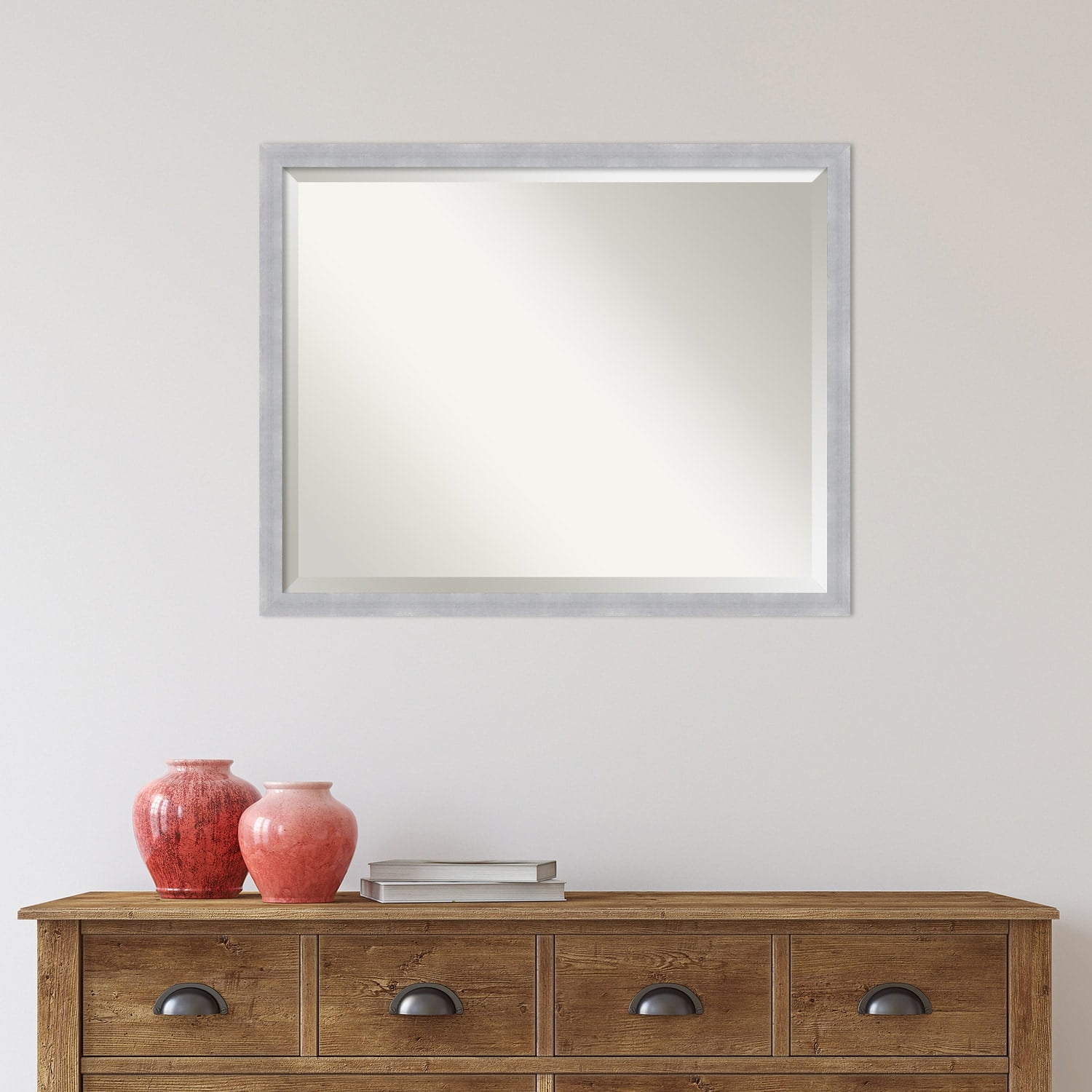 Grace Brushed Nickel Rectangular Bathroom Vanity Wall Mirror
