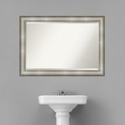 Amanti Art Beveled Bathroom Wall Mirror - Imperial Frame Imperial Silver Outer Size: 41 x 29 in Silver