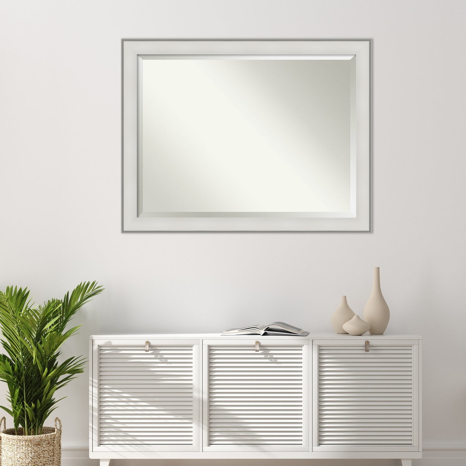 Imperial White Rectangular Beveled Bathroom Vanity Mirror