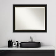 Amanti Art Beveled Bathroom Wall Mirror - Manhattan Black Frame - Manhattan Black Outer Size: 32 x 26 in