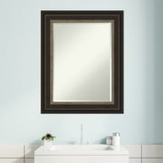 Amanti Art Beveled Bathroom Wall Mirror - Paragon Bronze Frame Outer Size: 25 x 31 in