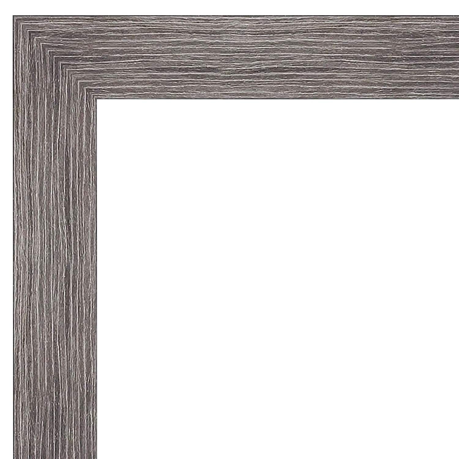 Gray Pinstripe Framed Rectangular Bathroom Vanity Mirror
