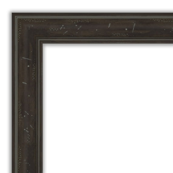 Amanti Art Beveled Bathroom Wall Mirror - Shipwreck Greywash Narrow Frame Outer Size: 40 x 28 in