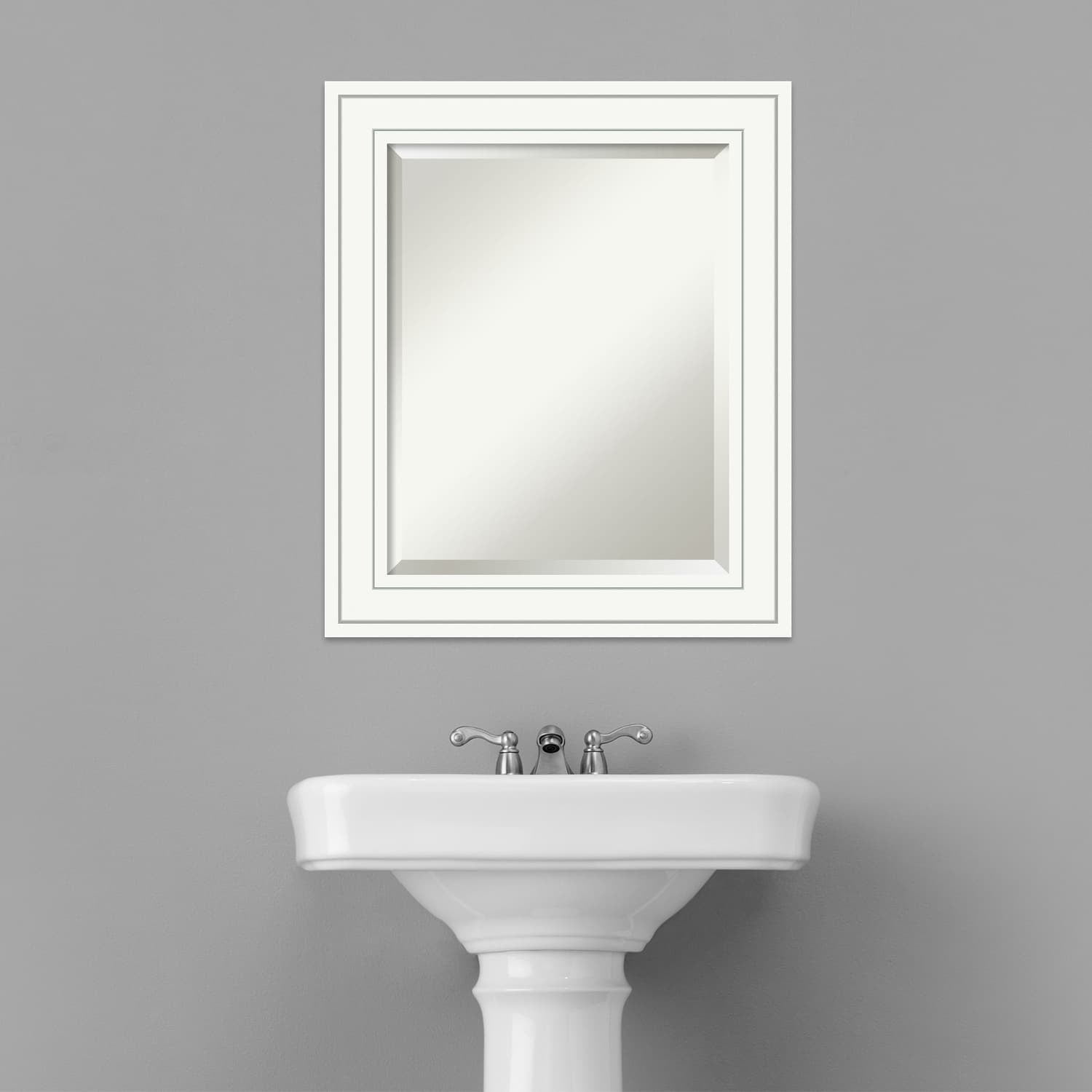 Craftsman White Rectangular Wood Bathroom Vanity Mirror