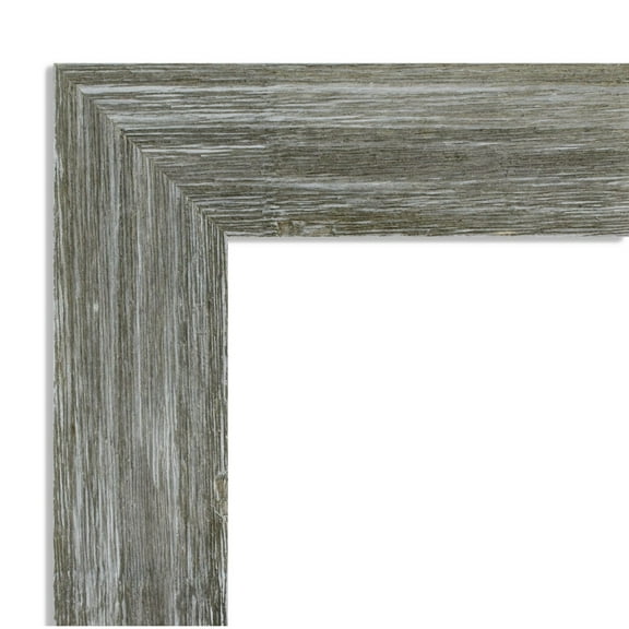 Amanti Art Beveled Wood Bathroom Wall Mirror - Fencepost Grey Narrow Frame Fencepost Grey Narrow Outer Size: 41 x 29 in
